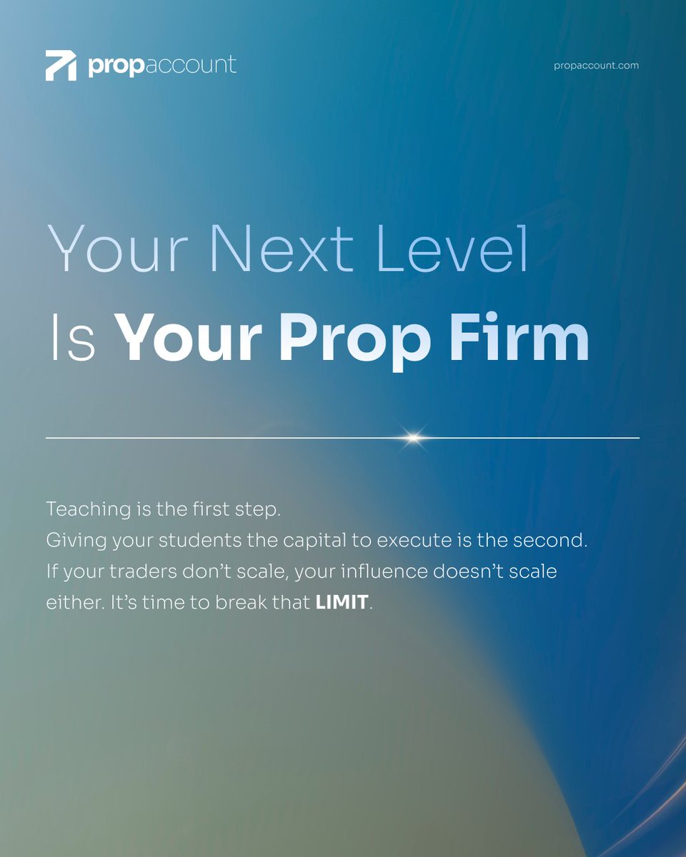 PropAccountWL's tweet image. 🚀 Don’t just teach your students - start funding them.

Turn your audience into funded traders with your own prop firm.

Your brand. Your rules. Our infrastructure. 🔥