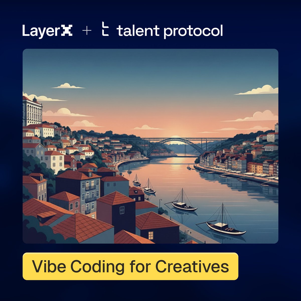LayerXlab's tweet image. Vibe Coding for Creatives started in Lisbon with a full house. Now it’s coming to Porto, and we’re co-hosting it with our friends at @TalentProtocol.

You don’t need to know how to code. If you’re a creative with an idea, this is your space to turn it into something real.