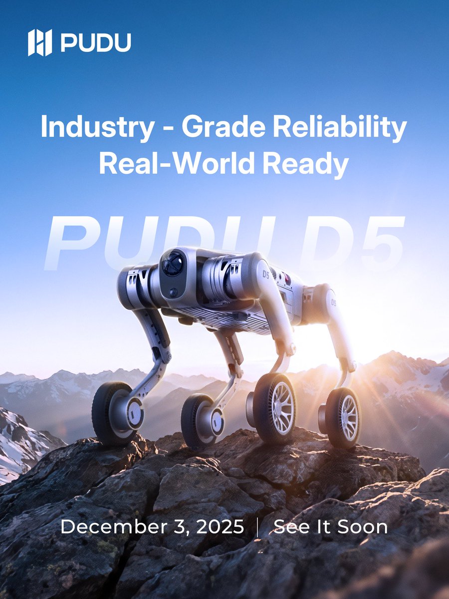 PuduRobotics's tweet image. 💥A new addition to our product family is getting ready to meet the world.💥

The #PUDUD5Series is designed for tough, unstructured, and dynamic environments—bringing stronger perception, smoother mobility, and reliability built for real field operations.

We&apos;re excited to unveil…