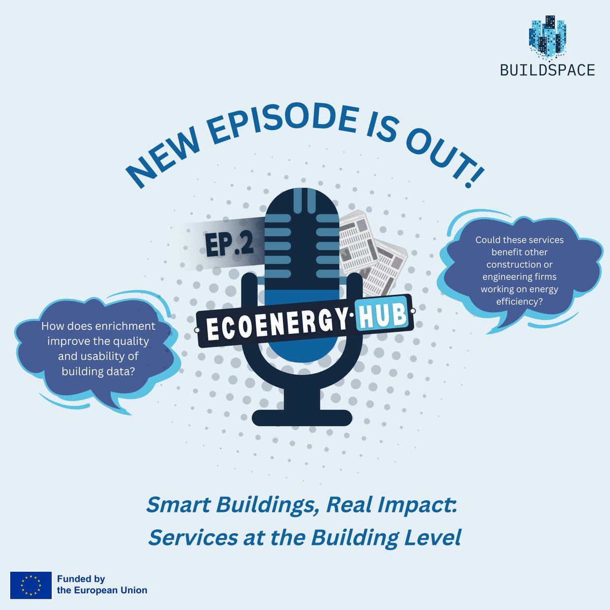 BUILDSPACE_EU's tweet image. 🏢 Episode 2 is out!
Explore Buildspace’s Digital Twin Generation &amp;amp; Enrichment services creating digital replicas of buildings and refining their data for smarter energy management.
Piloted in Poland with Mostostal Warszawa.

🎧open.spotify.com/episode/4sJdK6…

#EcoEnergyHub #Buildspace