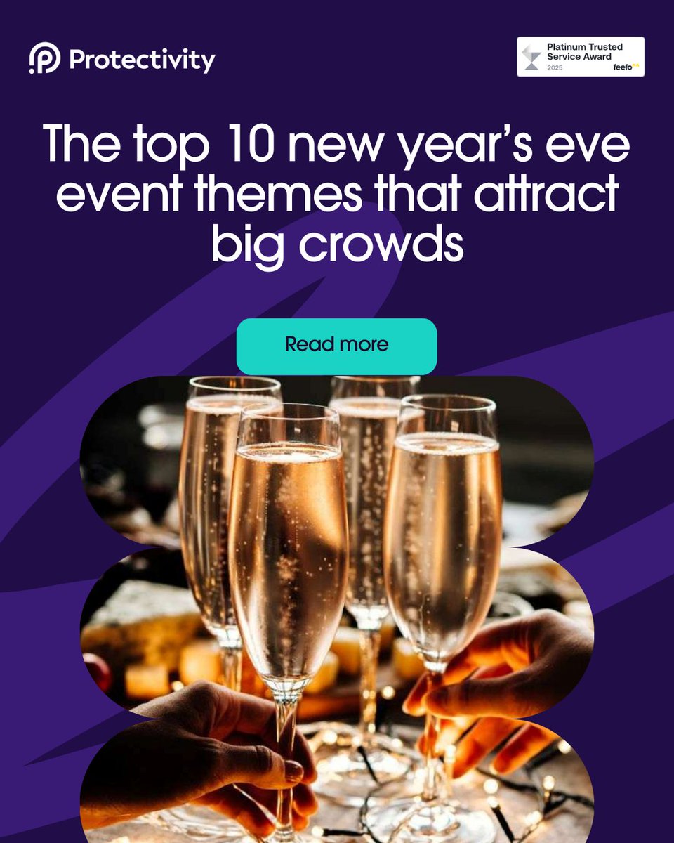 Protectivity's tweet image. New Years eve parties are always a hit and a chance to get together! From masquerades to throwbacks, we’ve rounded up the top NYE event themes to help you plan a show-stopping celebration. Get inspired and make this year’s countdown one to remember! 

protectivity.com/knowledge-cent…