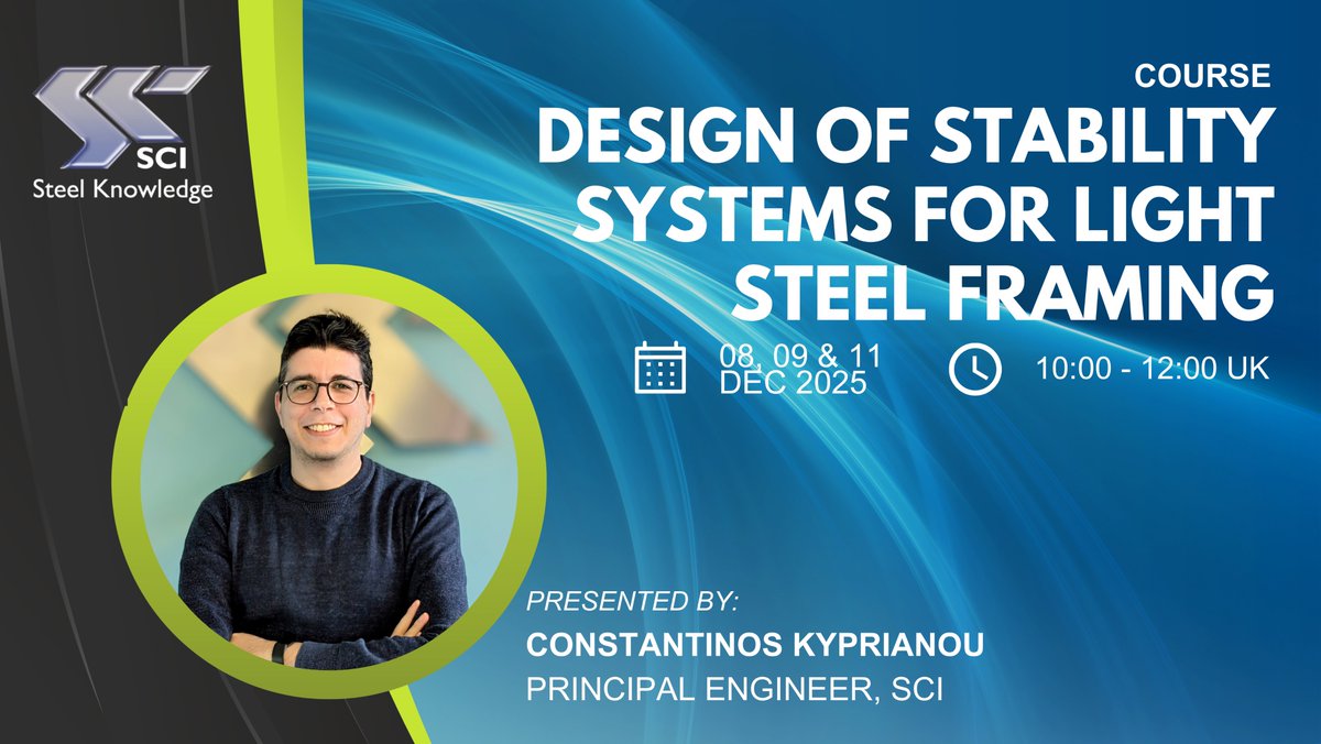 SCIsteel's tweet image. 📢 Calling all structural designers, architects and engineers involved with the conceptual design, detailed design or stability assessment of light steel framed buildings 📢

🔗 portal.steel-sci.com/eventdetail.ht…

#BestPractice #MembershipBenefits #SteelConstruction #DesignCourse #CPD