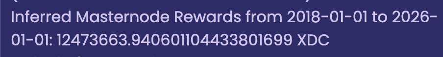 This is a tool that can calculate masternode rewards of a specific institution for a specific address. I tried it and is interesting.

s4njk4n.github.io/XDC_Masternode…