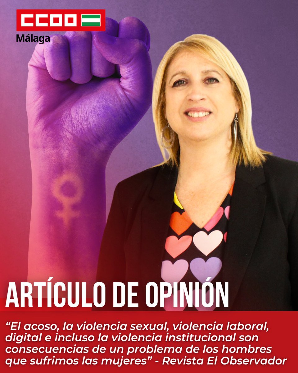 #CCOOMÁLAGAPROPONE

✏️ Artículo de opinión de María José Prados (@mjprados74), Secretaria de la Mujer de #CCOOMálaga en <a href="/_ElObservador_/">RevistaElObservador</a>  por el 25N

💜 revistaelobservador.com/opinion/51-tri…