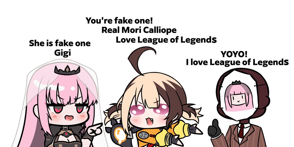 Mori Calliope:💀🤨🫵
Gigi Murin:👧😭🫴
(forget the league of legend"s" so I fixed it. enjoy :D)
#callillust #rkggk