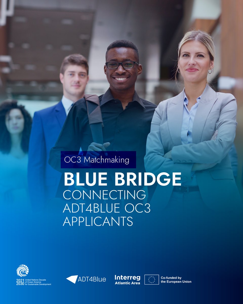 🌊 Blue Bridge: ADT4Blue OC3 Matchmaking

Looking for teammates for Open Call 3? Connect with innovators, startups, researchers &amp; Blue Economy changemakers!

🗓 Dec 3 | 11:00 CET | Zoom

👉 Register: f6s.com/blue-bridge-co…
ℹ️ adt4blue.eu/open-calls/oc3/