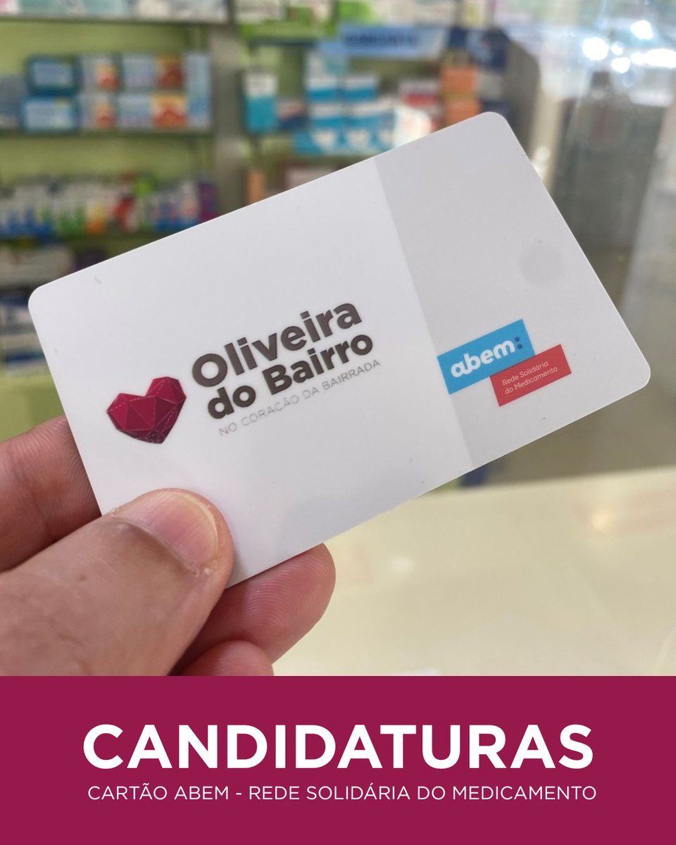 Terminam este domingo as candidaturas para o Programa abem, que se destina a apoiar munícipes que, por força da sua condição económica, não consigam adquirir a medicação prescrita pelo seu médico, necessária à sua condição de saúde.
ℹ️ cm-olb.pt

#OliveiradoBairro