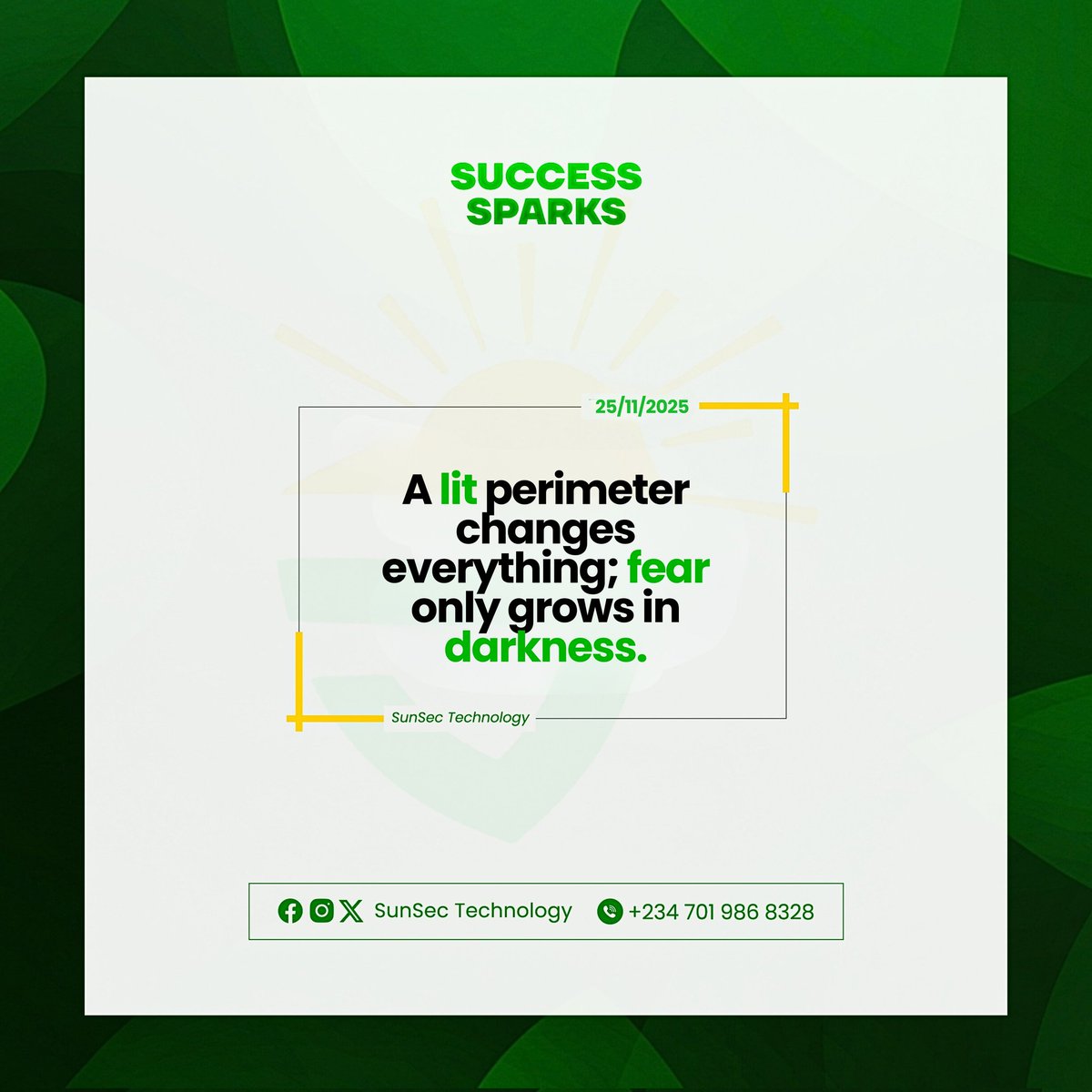 SunSecTech's tweet image. A lit perimeter changes everything — fear only grows in darkness.

Keep your environment bright. Keep danger away.
📲 bit.ly/SunSecTechnolo…

#sunsectechnology 
#Security 
#CCTV