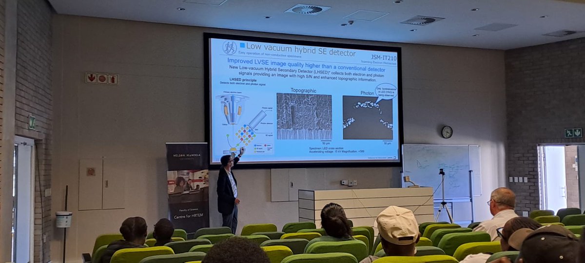 MandelaScience's tweet image. 🚀 Yesterday, Prof Olivier led a successful Electron Microscopy workshop for postgrads &amp;amp; researchers at @MandelaUni.

👀 Highlight: a first look at the JEOL IT210 &amp;amp; IT810 SEMs—set to transform research in 2026! 🔬

#MandelaUniversity #EMWorkshop #ResearchExcellence