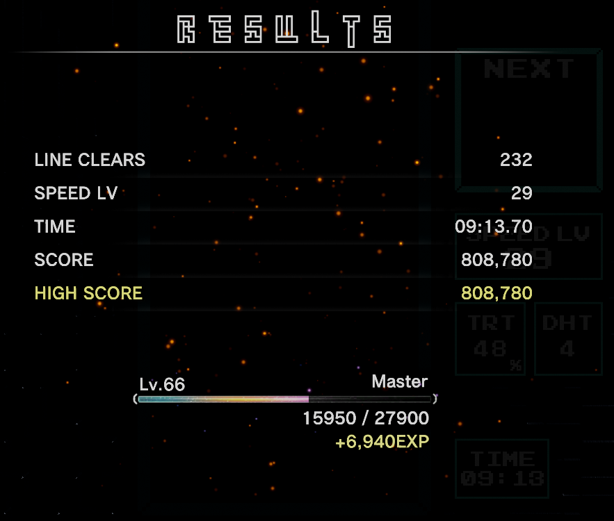 FingerQuick's tweet image. Three and a half months later and another classic PB cleared. Finally was able to play out 19 speeds to 29 ending on a tetris to finish over 800k. Feels good man.