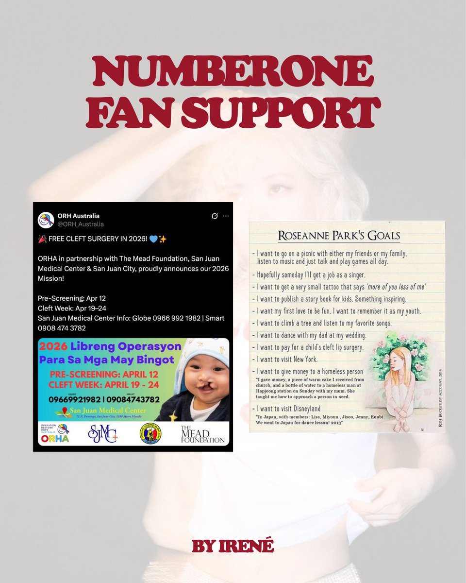 [DONATION THREAD] NUMBERONE PROJECT FOR ROSÉ — CLEFT CARE FUNDRAISER <a href="/ORH_Australia/">ORH Australia</a> 

Every contribution helps!
Local + intl. donations OPEN

Full info below ⬇️