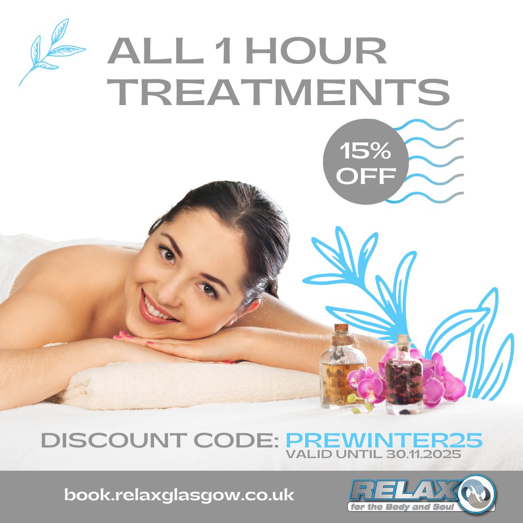 relaxglasgow's tweet photo. 🛡️ PRE-FESTIVE STRESS SHIELD!

Beat the Scottish winter gloom before the December chaos hits.

✨ 15% OFF all 1hr massages!

🗓️ Must book &amp; visit: Nov 25–30 🎟️ Code: PREWINTER25

Fortify your mind today: 👉 https://t.co/fOXrYF9p5Z

#GlasgowMassage #ScottishWellness #HogmanayPrep https://t.co/HqCG0QmiSj
