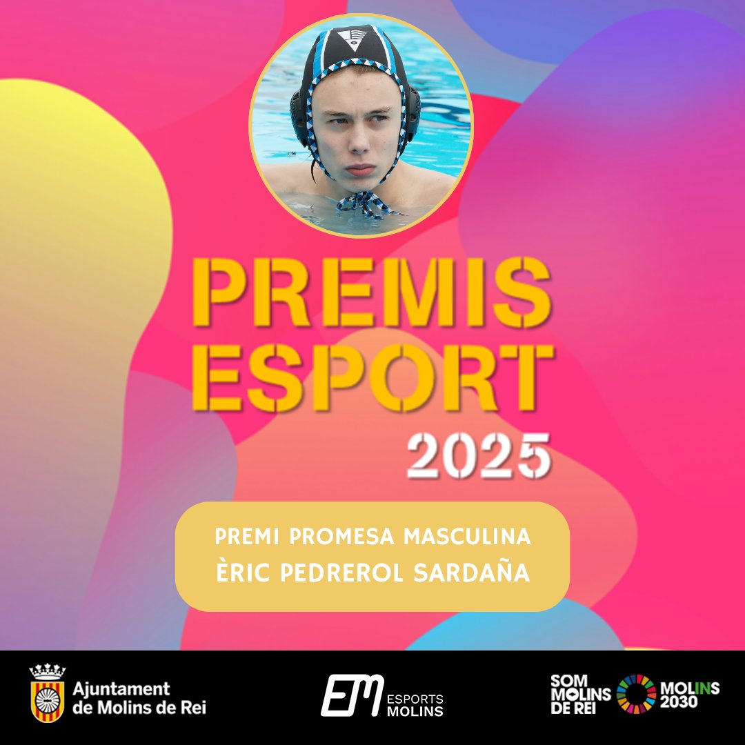 Premi Promesa Masculina:
Èric Pedrerol Sardaña, waterpolo.

Us esperem aquest divendres, 28 de novembre, a les 20.30 h, celebrarem al Teatre de La Peni els PREMIS ESPORT 2025.

<a href="/AjMolinsdeRei/">Ajuntament de Molins de Rei</a> 
<a href="/CN_Molins/">CN Molins</a> 
#Sommolinsderei