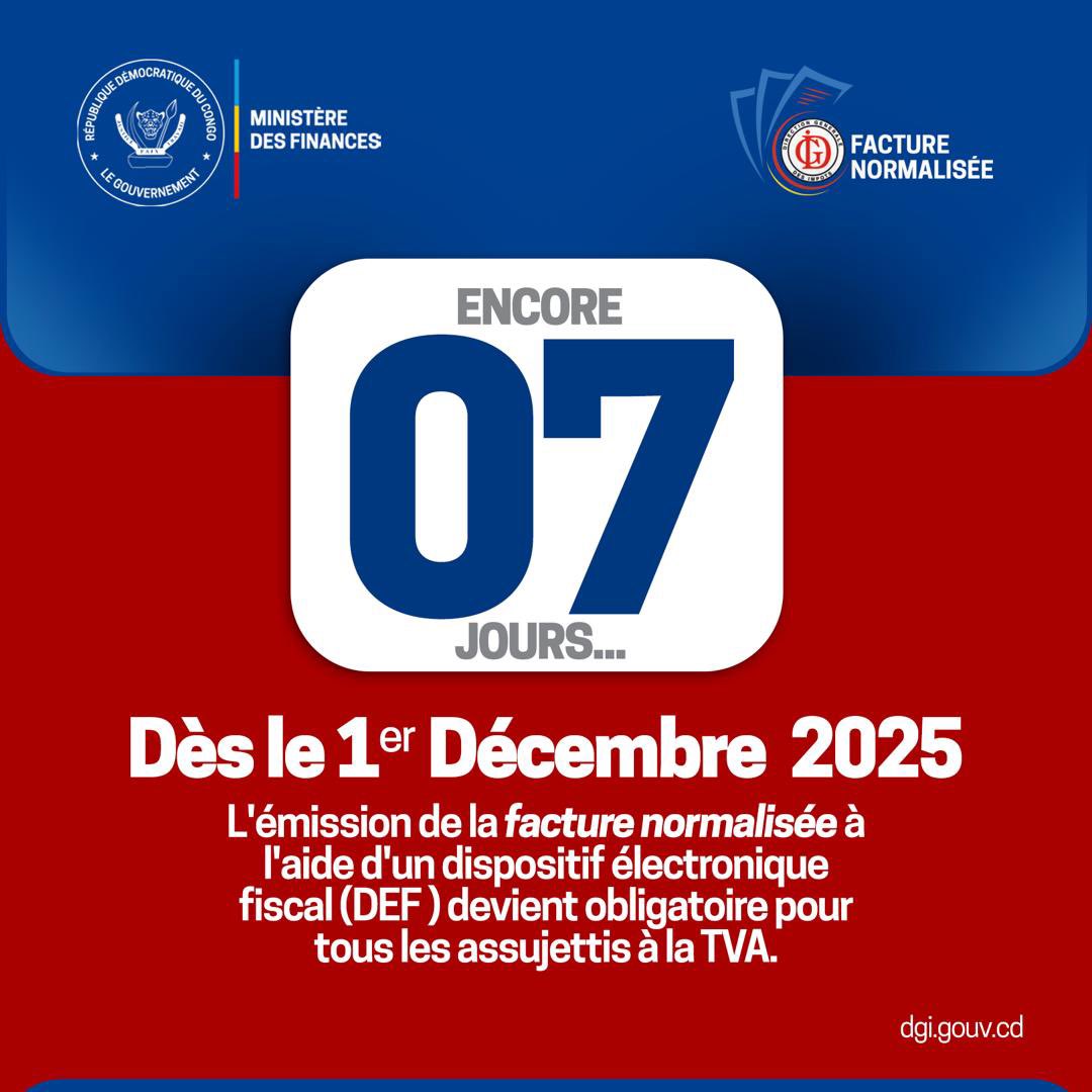 beton_junior's tweet image. #RDC La facture normalisée sera officiellement mise en application à partir du 1er décembre 2025. Elle vise à instaurer un cadre harmonisé garantissant la transparence, la traçabilité et la sécurité de l’ensemble des transactions.