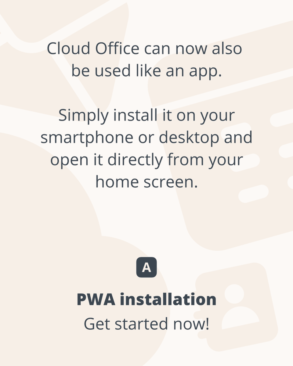 Everything in one place and always at your fingertips!
With the new app function, you can open Cloud Office directly from your home screen and save yourself the detour via the browser.

Set up Cloud Office as a PWA now!

Link to tutorial: support.hostpoint.ch/en/products/cl…

#CloudOffice