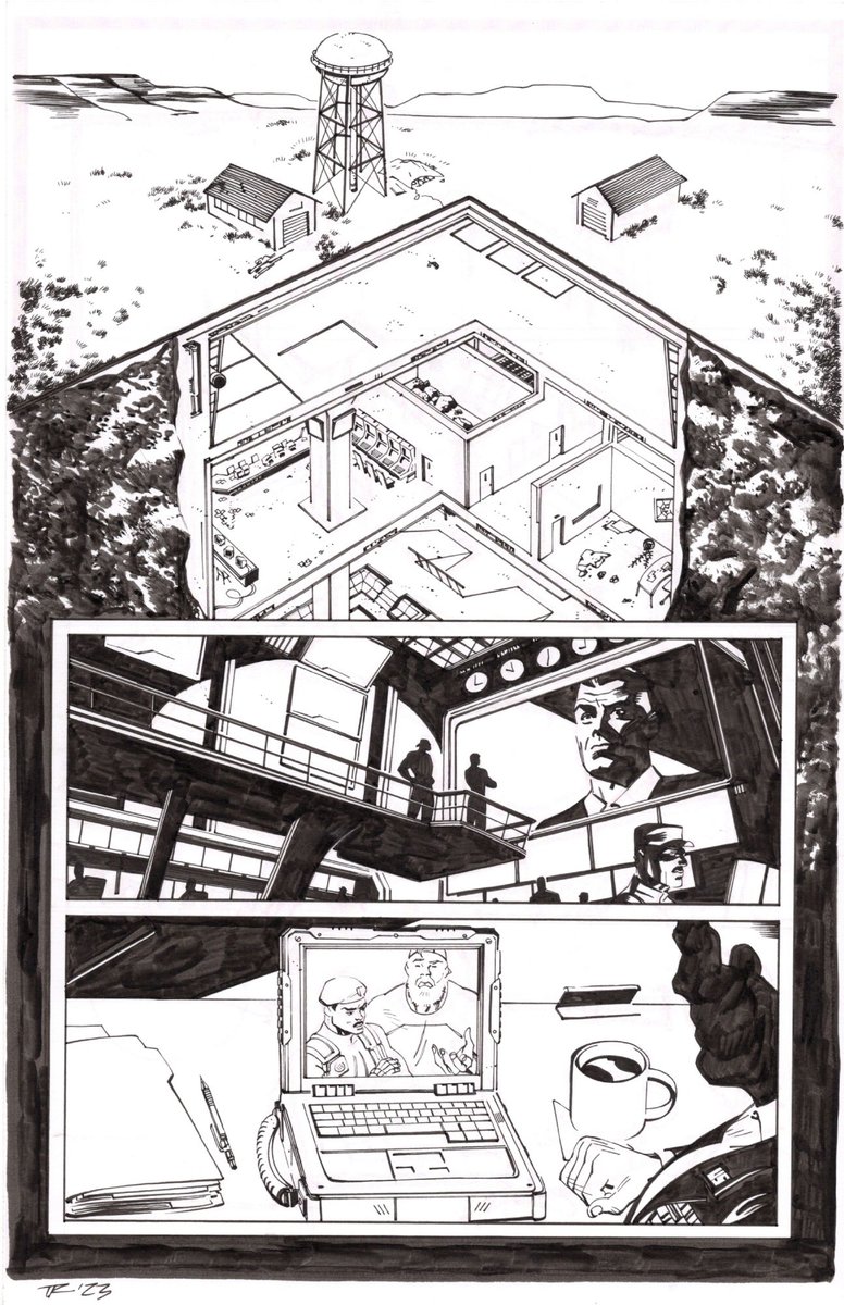NukeSimek's tweet image. This #Joevember post takes us to the home of #GIJoe, the Pit! Also appearances by Stalker, Rock N Roll and General Hawk! Artwork by @tomreillyart from Duke issue 3 page 3! #YoJoe