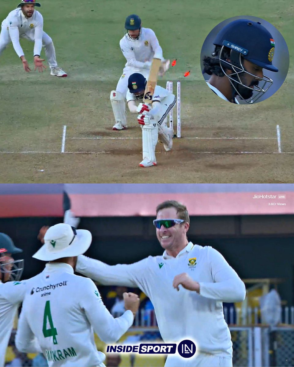 InsideSportIND's tweet image. A peach of a delivery by Simon Harmer to clean up KL Rahul on just 6️⃣

IND: 2️⃣1️⃣/2️⃣

📸: JioHotstar 

#INDvsSA #Tests #Guwahati #Insidesport #CricketTwitter