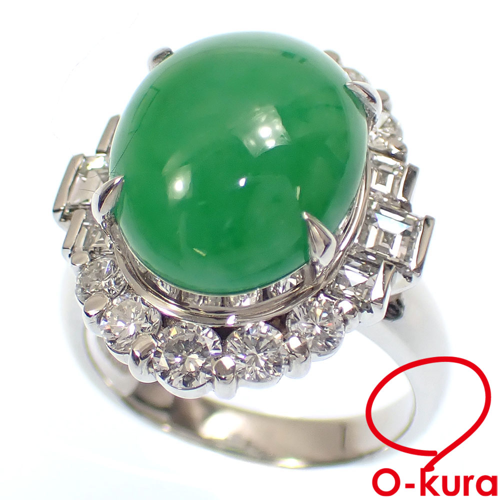✨販売中✨ Pt900 翡翠 ダイヤモンド リング 11.5号 O-kuraOnlineでの