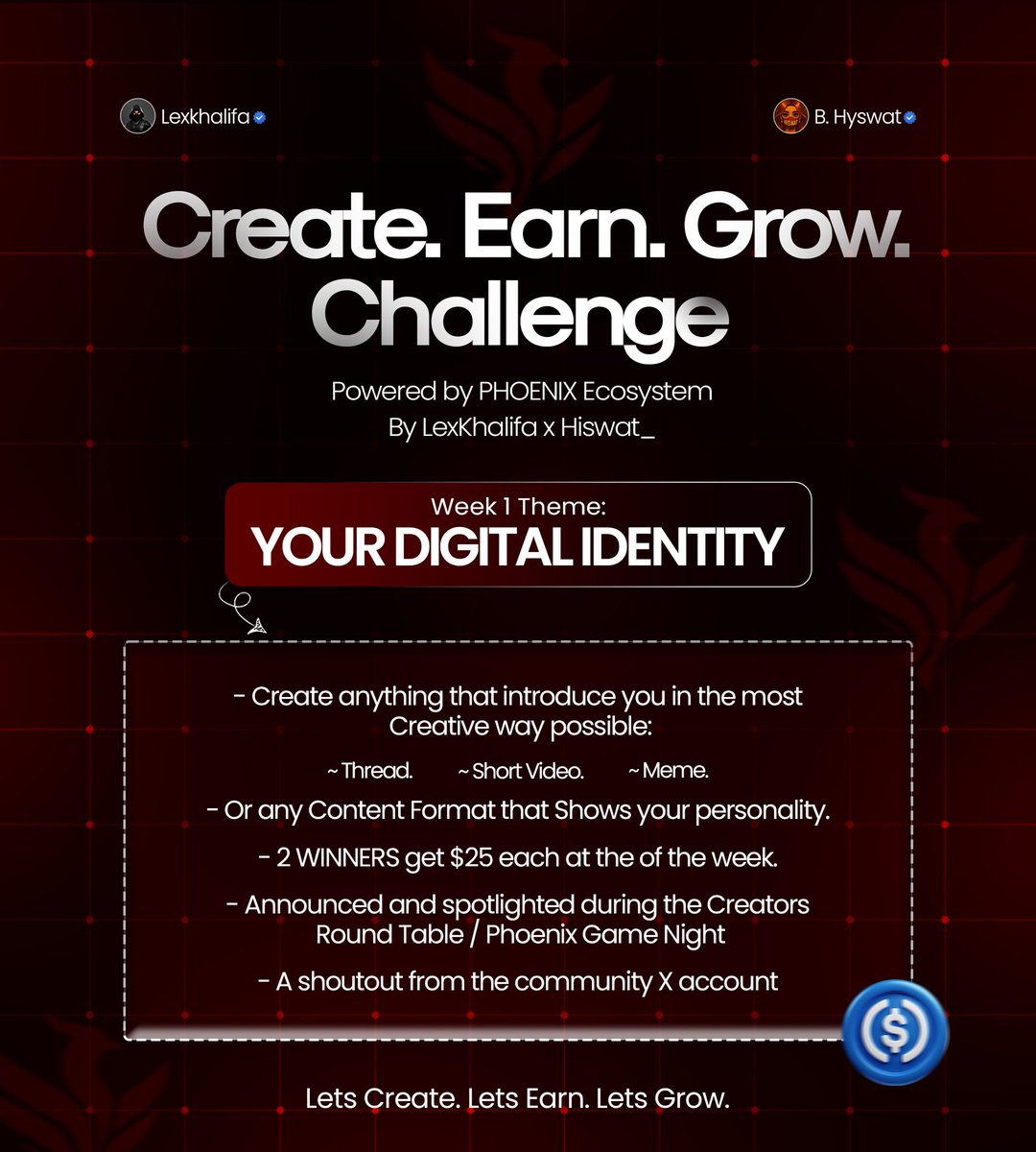 Hiswat_'s tweet image. Today, my community @phoenixxweb3 is kicking off the Create • Earn • Grow challenge today where creators finally take their place at the Center of Web3.

We’re starting a weekly Creator Sprint designed to push you to build, show your brand, and stay consistent.
Every week, you…