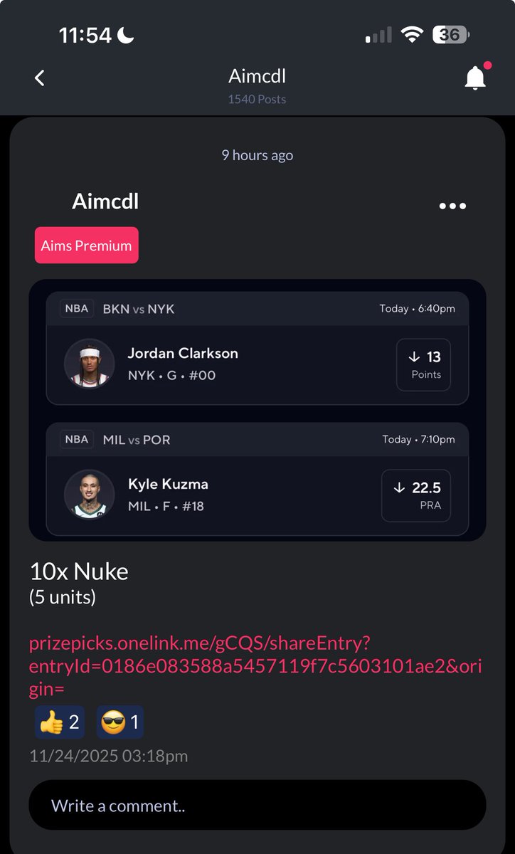 $750 to 12 random followers who: LIKES + RTs🤑

PREMIUM CASHED A PRIZEPICKS 4 MAN NUKE FOR $200k😳🔥

🚨𝟳𝟬% 𝗢𝗙𝗙 𝗣𝗥𝗘𝗠𝗜𝗨𝗠 𝗟𝗜𝗡𝗞
👉🏽fanbasis.com/cdl_aim

#GamblingX #PrizePicks #AimsHQ #GamblingTwitter #GamblingCommunity