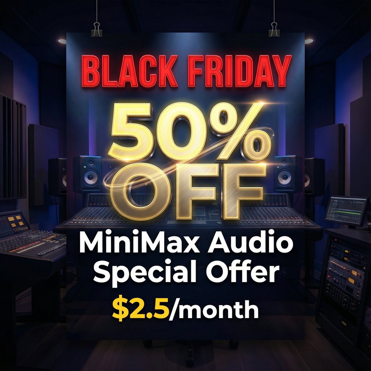 TOMAI_AI's tweet image. BLACK FRIDAY DEAL ALERT!
50% OFF MiniMax Audio
$2.5/month for pro-level audio
Don&apos;t miss out - existing users too!
👉minimax.io/audio
#MiniMax #MiniMaxaudio #AI #BlackFriday
