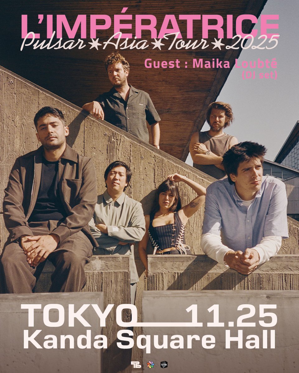 SMASHjpn's tweet image. 🎈𝒕𝒐𝒅𝒂𝒚!
【L'Imperatrice】
#LImperatrice 本日、待望の初来日公演開催！

PULSAR ASIA TOUR 2025
11/25 (Tue)東京 KANDA SQUARE HALL
OPEN 18:00 START 19:00
smash-jpn.com/live/?id=4526

👕グッズ 18:00〜 *現金のみ
🎫当日券 18:00〜

- GUEST -
Maika Loubté(DJ set)