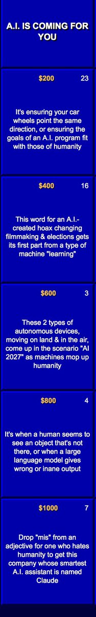 Jeopardy on November 20 had an “AI is coming for you category”