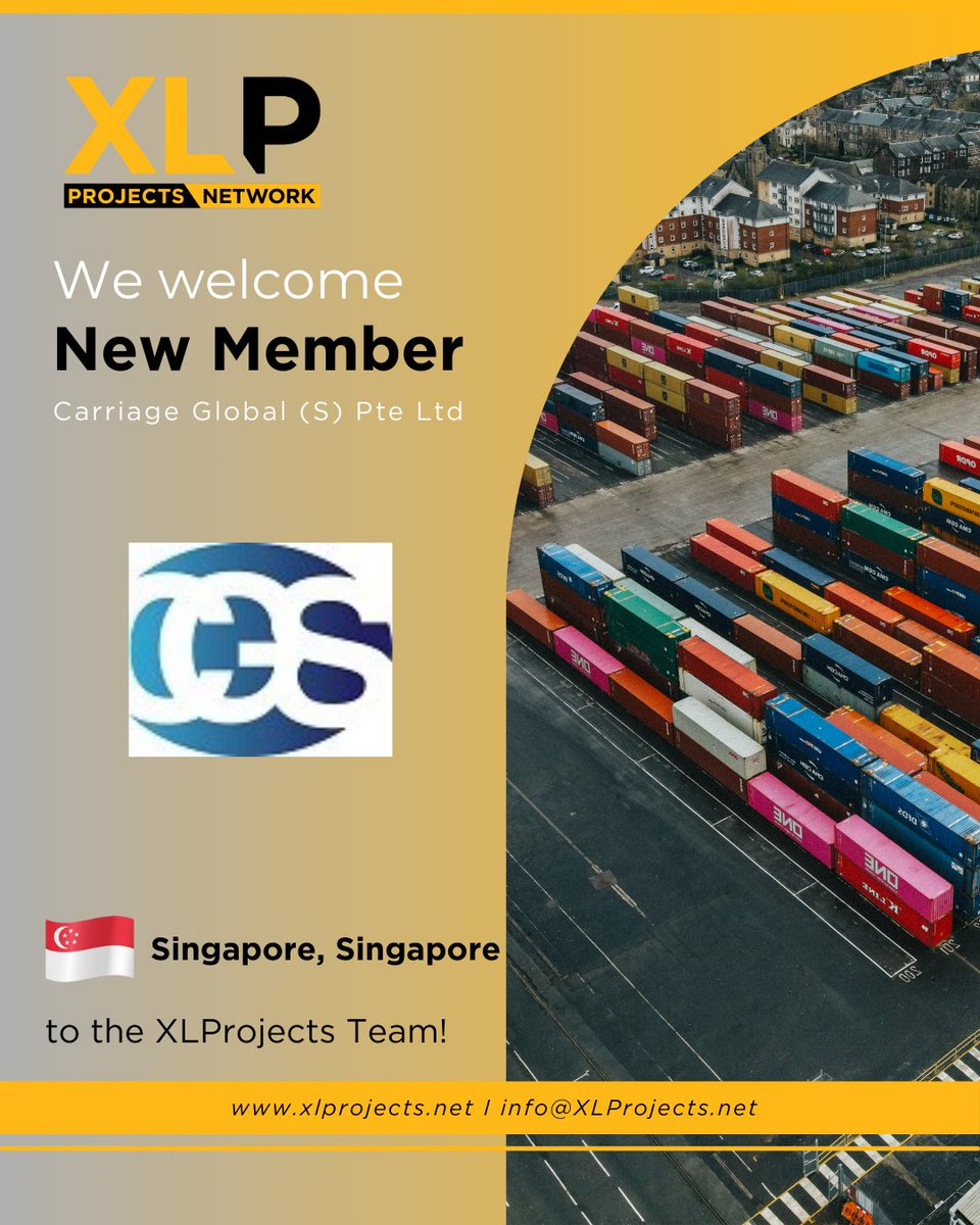XLPNetwork's tweet image. We welcome Carriage Global (S) Pte Ltd in Singapore to the XLP team!

🔎 Read more: xlprojects.net/carriage-globa…

#XLProjects #AINetworks #ProjectCargo #LogisticsNetwork #freightnetworks #CarriageGlobalSPteLtd