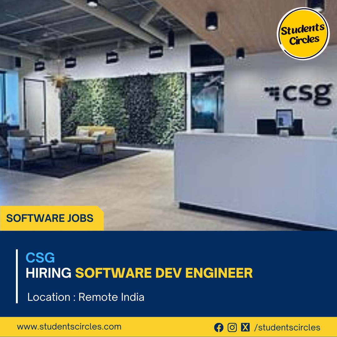 karthikpattadi's tweet image. 🏢 Company: CSG

🧾 Job Role: Software Dev Engineer
📍 Location: Remote/ India
🎓 Qualification: BE/ B.Tech
💼 Job Category: Software
📅 Experience: Freshers Eligible
💰 Stipend: Rs 25,000 + Bonus

🔗 Apply Now: tr.ee/1XCOtV