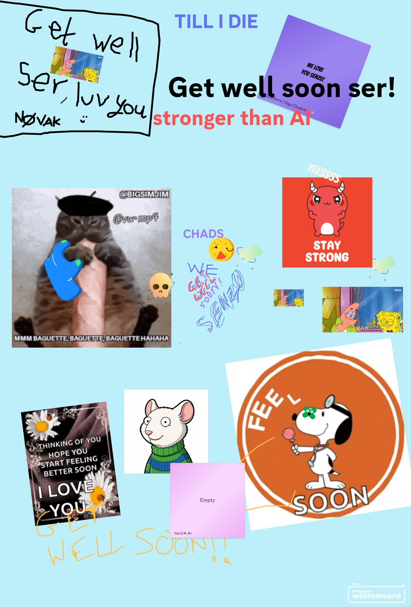 I love the <a href="/chads_gg/">Chads</a> community so much

I left for a few days for a medical procedure and I come back to see this super cute collective get well card from all of my frens

you guys just made my year
Thank you!

I'm not crying, you are.