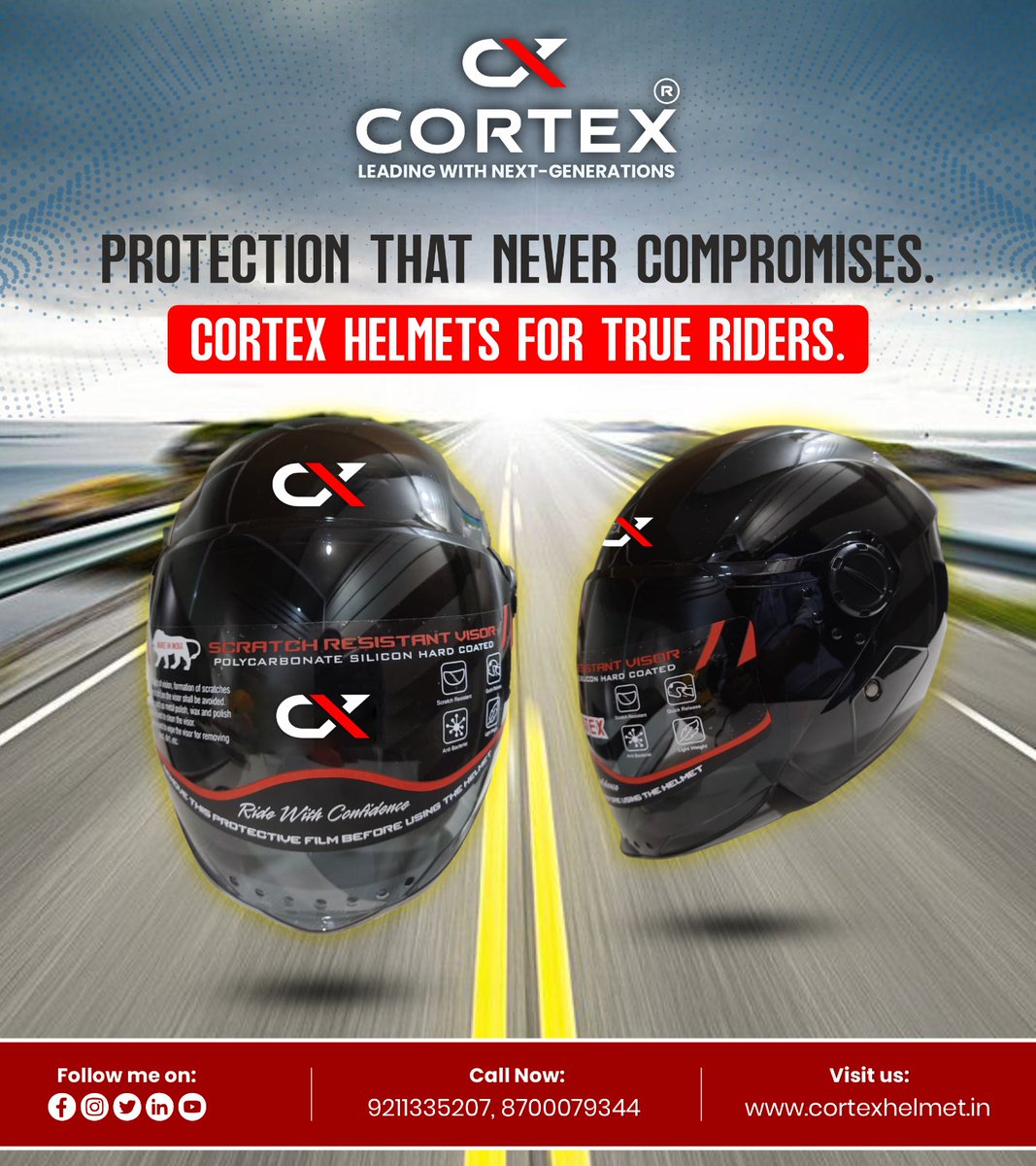 CortexHelmet's tweet image. Ride with confidence. Ride with protection. 🛡️
Cortex Helmets bring next-generation safety engineered for true riders who never compromise on durability, style. 
📞 Call Now: 8527850450 | 8700079344
🌐 Visit: cortexhelmet.in
#CortexHelmet #RideSafe #NextGenProtection