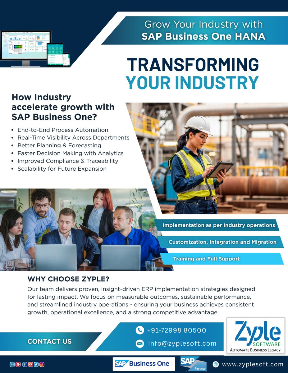 zyplesoftware's tweet image. How to Grow Your Industry Using ERP Software?

#SAPBusinessOne #ERPSoftware #IndustryGrowth #Manufacturing #DigitalTransformation #BusinessGrowth #Automation #SMEs #ProductionManagement #InventoryManagement #BusinessIntelligence #CEO #CTO #CXO #PurchaseHead #CFO #IndustryOwner