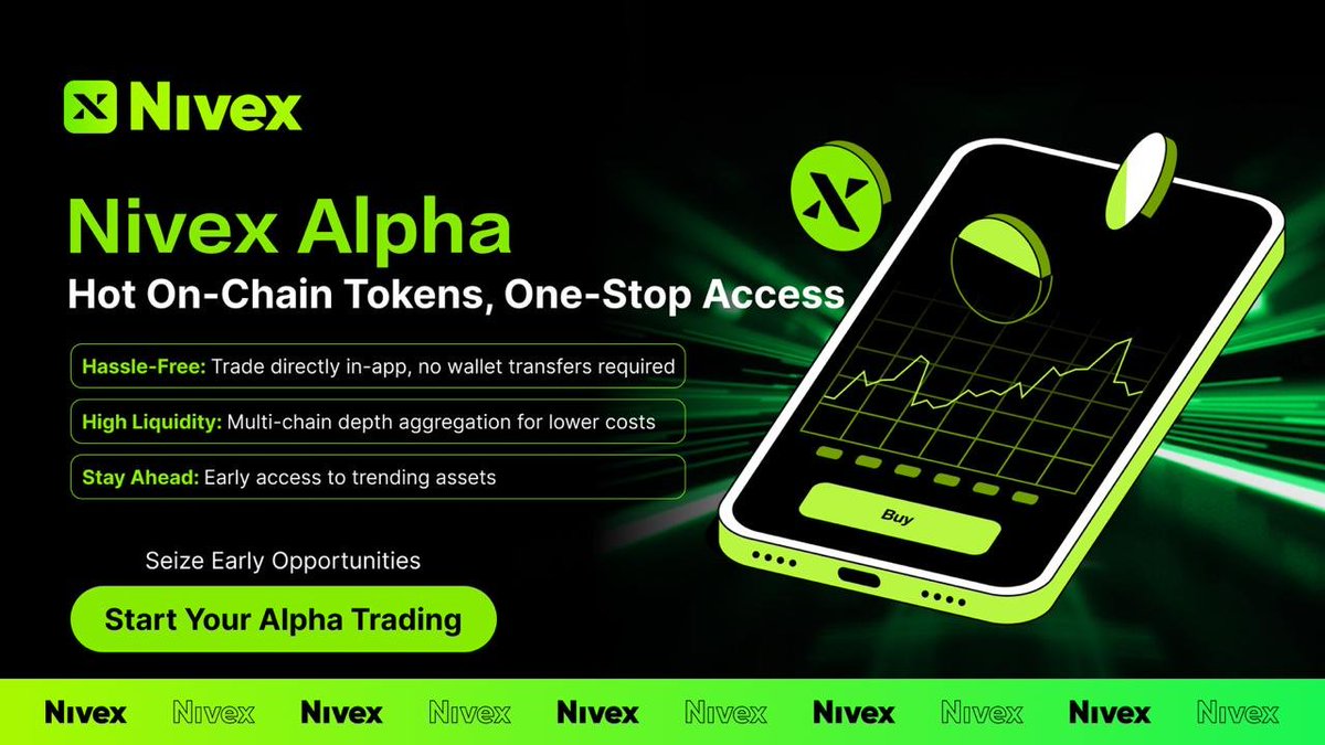 nx_Labs's tweet image. ⚡ Speed matters. Timing matters. Precision matters.

💥And that’s exactly what Nivex Alpha is engineered for.

Alpha delivers a new standard:
☑️ Unified multi-chain execution — trade assets across networks in one smooth flow
☑️ Instant market access — discover emerging tokens…