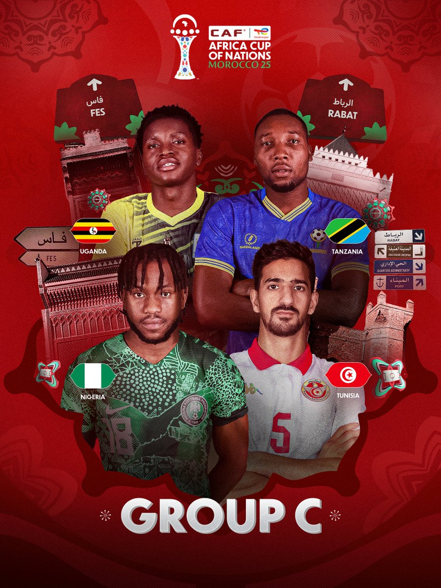 UgandaCranes's tweet image. Group C’s journey begins in Fes &amp;amp; Rabat 🇲🇦 

🎟️ tickets.cafonline.com/en 

#TotalEnergiesAFCON2025