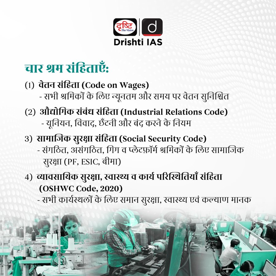 Vandana553's tweet image. #LabourCodes2025 #LabourCodes #IndiaReforms #WagesCode #IndustrialRelations #SocialSecurityCode #OSHCode #WorkersRights #GigEconomyIndia #WomenAtWork #UPSC #CurrentAffairs #Governance #PolicyReforms #LabourLawReforms #CurrentNews #DrishtiIAS