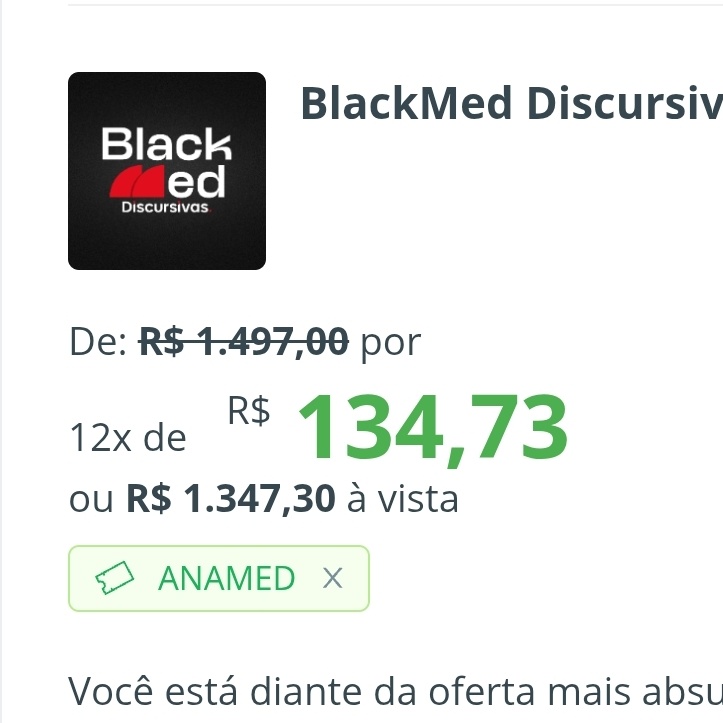 anapsmed's tweet image. A partir de hoje com o meu cupom 🏷️𝗔𝗡𝗔𝗠𝗘𝗗  vocês conseguem +10% de desconto no combo de 6 matérias especial BlackMed do 𝗗𝗶𝘀𝗰𝘂𝗿𝘀𝗶𝘃𝗮𝘀!!
 
Link: discursivas.com