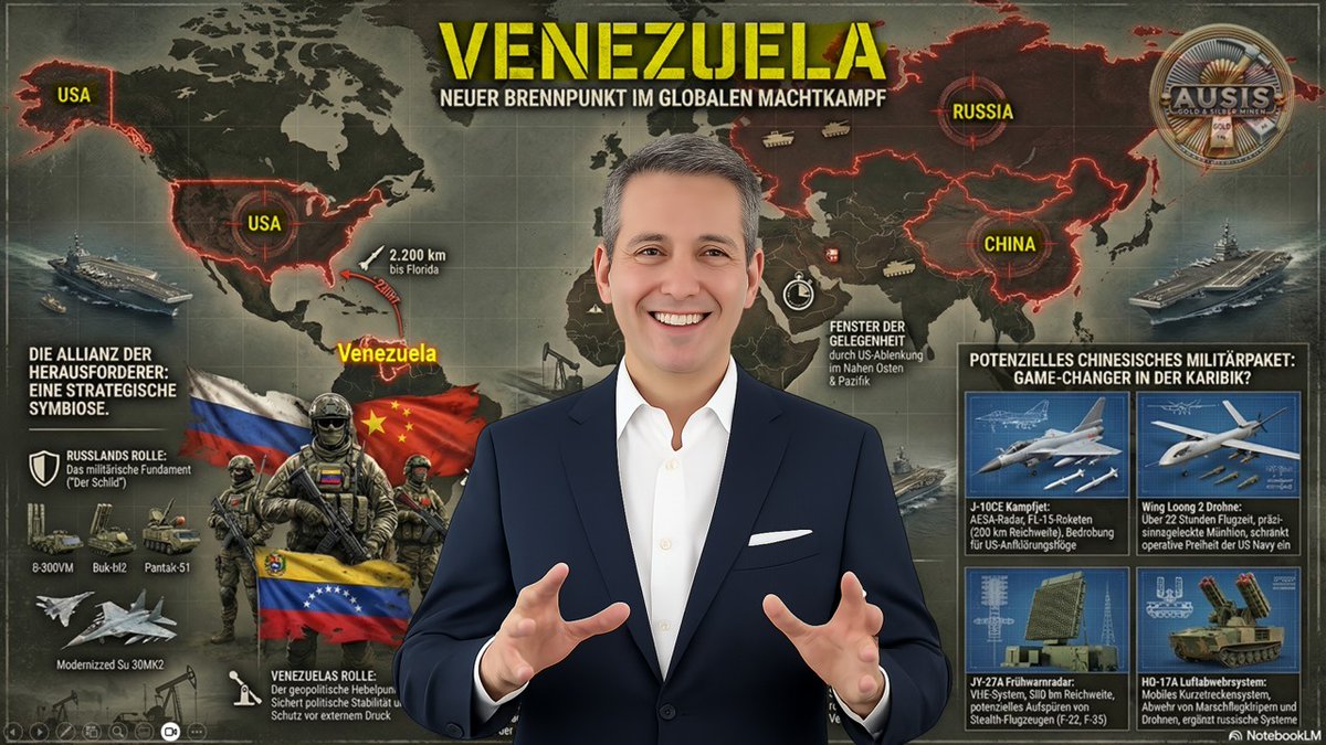 ⚠️🎦#Geopolitik &amp; Edelmetalle: VENEZUELA - NEUER GEOPOLITISCHER KONFLIKT ESKALIERT!
Link (freies Hybrid-Video | Duration:  12: 55 Min. | bei PC-Fehlermeldung reloaden): youtu.be/X4PcTJiEErI