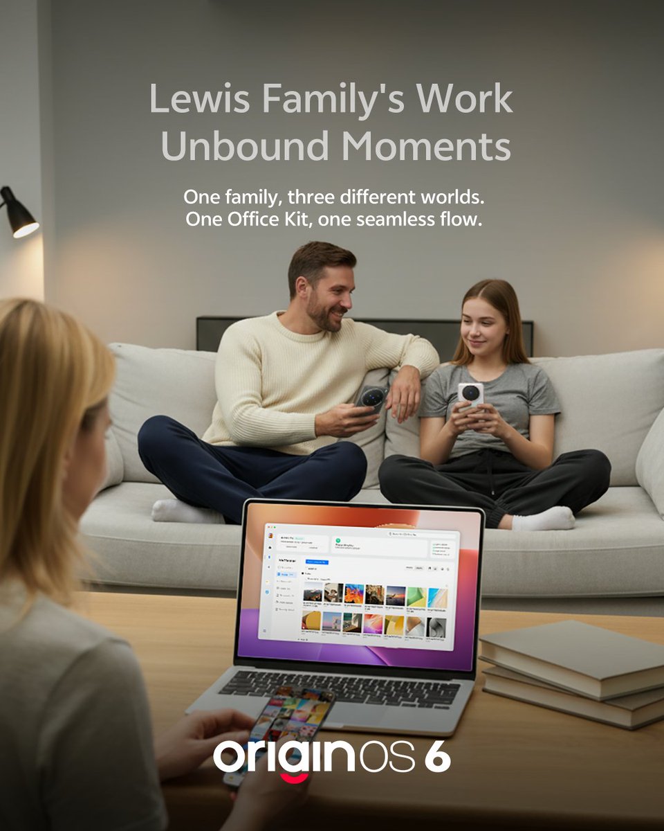 OriginOS_Global's tweet image. From Dad&apos;s missing files to his daughter&apos;s lecture notes, the Lewis family handles it all! See how Office Kit solves their daily chaos with seamless cross-device magic.