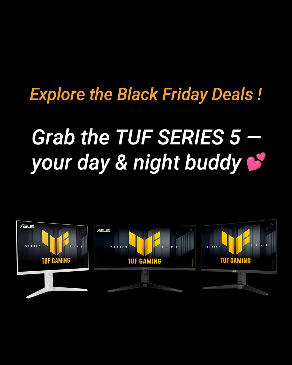 Counting sheep? Nah. ​

We’re counting how many #TUF Series 5 monitors we want. 20+ models and specs for every gamer! ​

​⚡ Up to 310Hz (OC) &amp; 0.3ms ​
🎨 up to 95% DCI-P3 coverage ​
🧈 G-SYNC, FreeSync &amp; ELMB Sync ​
✨ Software controls ​
🤖 AI assistant