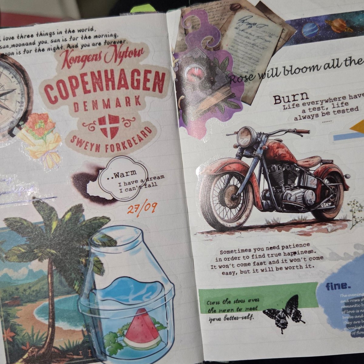 Solarinnar_'s tweet image. When my mind refuses to cooperate, I just switch to journaling — stickers, little collages, random quotes… anything that helps me breathe and reset for a moment...

#journaling #artjournal #artistsontwitter #CreativeProcess