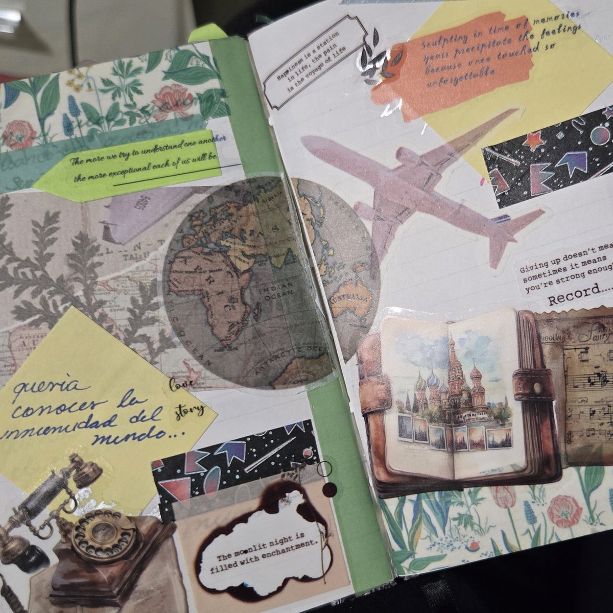 Solarinnar_'s tweet image. When my mind refuses to cooperate, I just switch to journaling — stickers, little collages, random quotes… anything that helps me breathe and reset for a moment...

#journaling #artjournal #artistsontwitter #CreativeProcess