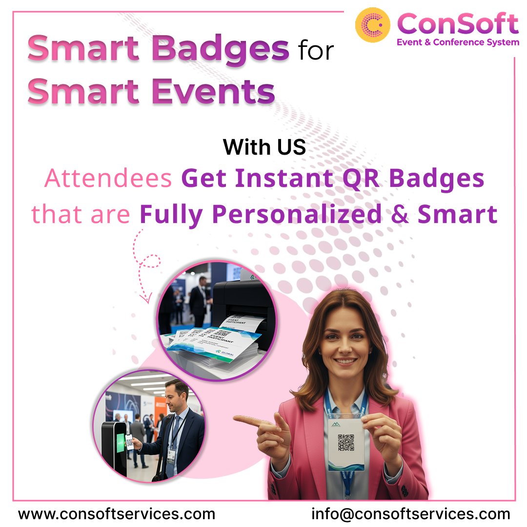 consoftservices's tweet image. Smart Badges for Smart Conferences

First impressions matter — especially at check-in.

With ConSoft’s QR Code Badge Generation, attendees get instant, paperless badges that make registration fast, secure, and effortless.

consoftservices.com

#ConSoftServices #EventTech