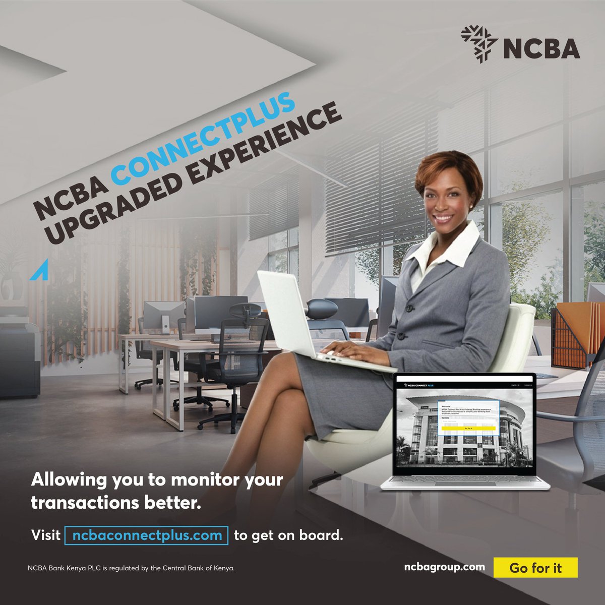 NCBABankKenya's tweet image. Gain complete control and visibility over your business transactions with NCBA ConnectPlus. The cutting-edge solution you need. Learn More: ncbaconnectplus.com/dtbWebApp/dtbm…
#NCBATwendeMbele #Goforit