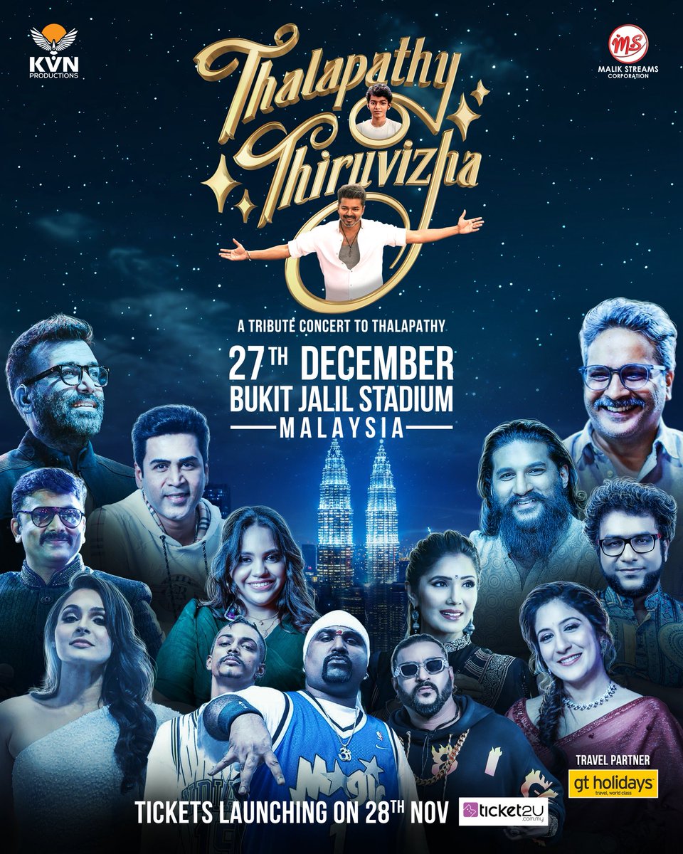 malikstreams's tweet image. Nanbas &amp;amp; Nanbis, the moment we’ve been waiting for is here! 💥
Thalapathy Thiruvizha tickets go live on 28 November 2025, 2PM!

Grab yours at ticket2u.com.my
and stand a chance to witness the grandest tribute ever created for People’s Thalapathy. 🔥

📍Bukit Jalil…