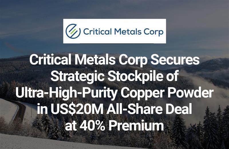 TheAssay's tweet image. CRML (@CriticalMet) Secures Strategic Stockpile of Ultra-High-Purity Copper Powder in US$20M All-Share Deal at 40% Premium

Read here: eu1.hubs.ly/H0pXDfH0

$Nasdaq $CRML