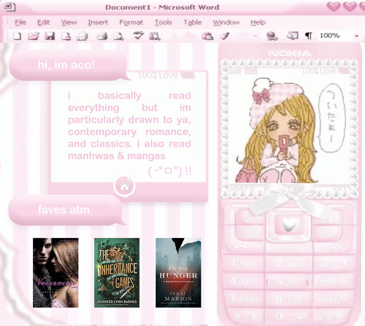 thyraisondetre's tweet image. hi , i&apos;m aco !!! not new to booktwt

— 21 | she / her | slow mood reader
— YA , contemporary romance , and
classics are my faves atm ദ്ദി ( ᵔ ᗜ ᵔ )
— book recs are appreciated !!!

♡ or ↻ to be moots | #booktwt