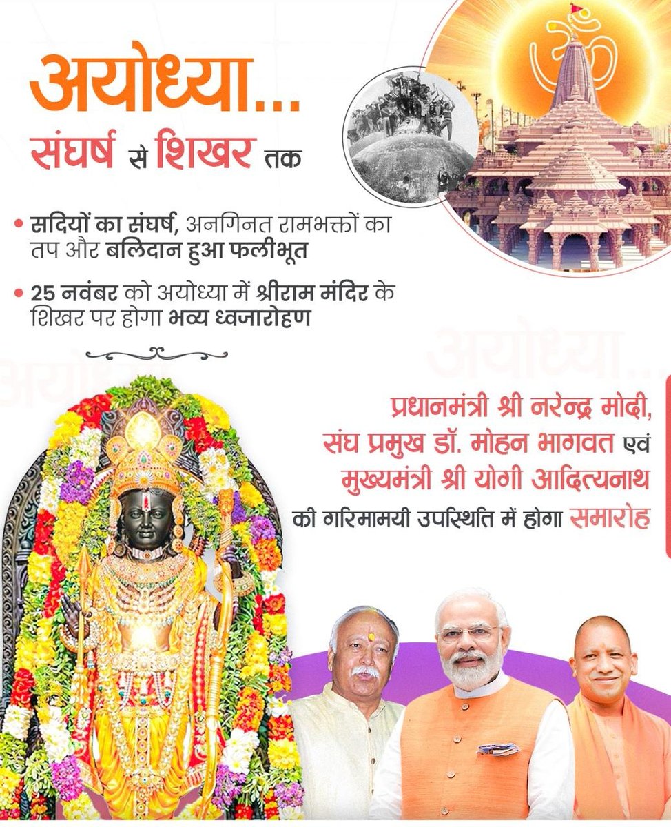 GovindG81660454's tweet image. सभी सनातनियों को धर्मध्वजारोहण की हार्दिक बधाई और मंगलकामनाएं... 💐🙏🏻🚩🚩

🚩🚩जय श्री राम 🚩 🚩 

#DharmDhwaja
#RammandirAyodhya