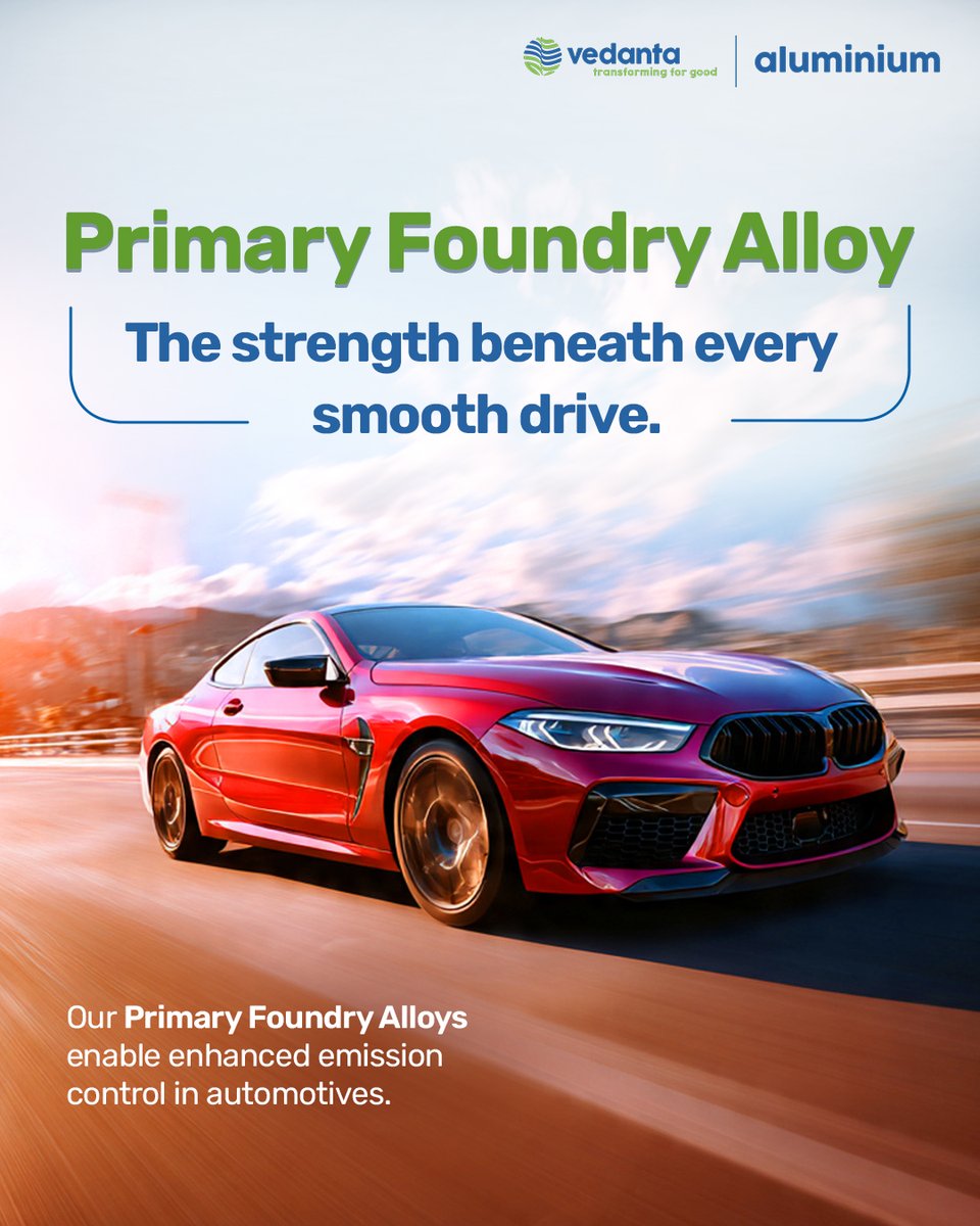 VedantaAluminum's tweet image. From engine blocks to structural frames, aluminium alloys power the future of mobility.

At Vedanta Aluminium, our high-performance alloys help automakers build lighter, stronger, and more efficient vehicles for a cleaner tomorrow.

Buy now: bit.ly/3CnYWhV