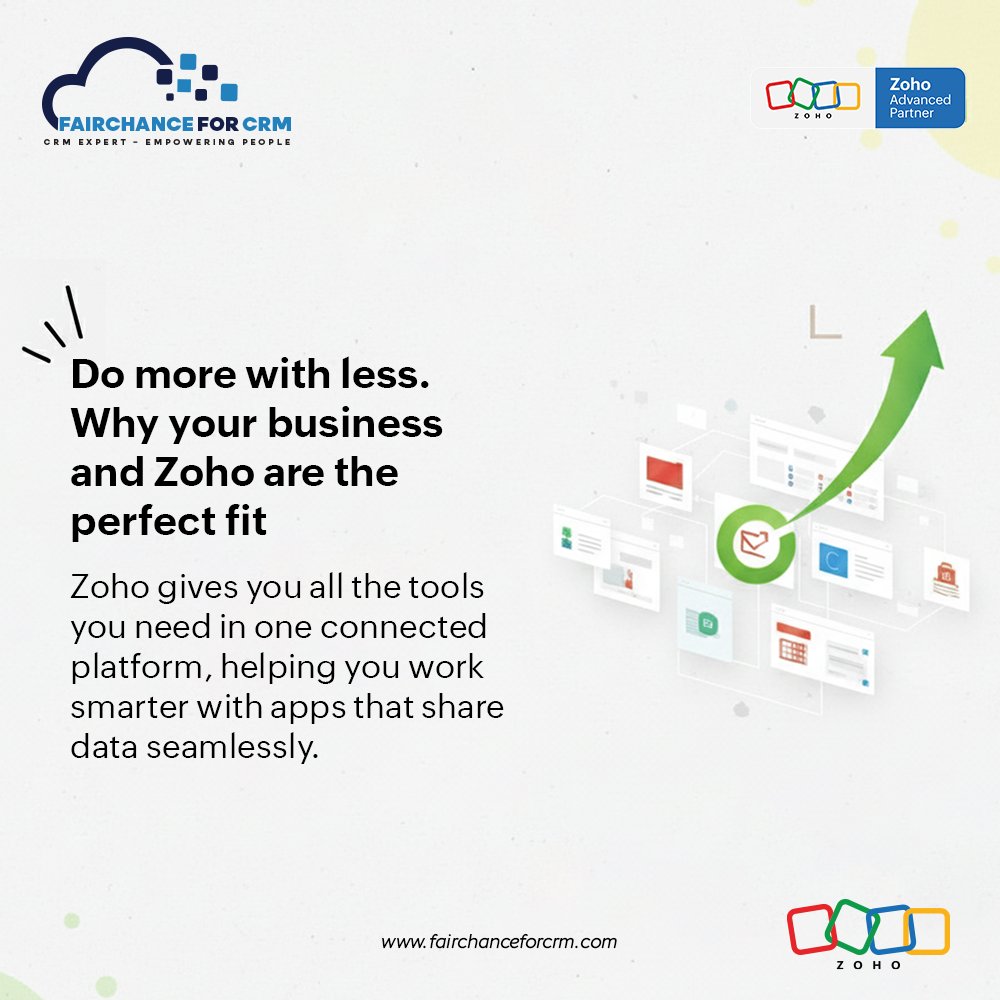 fairchance4crm's tweet image. Achieve more without added complexity! 🚀

Zoho’s integrated apps help you work smarter, scale faster, and gain AI-powered insights all backed by global support &amp;amp; transparent pricing. 

#Zoho #ZohoPartner #BusinessGrowth #DigitalTransformation #CRMSoftware