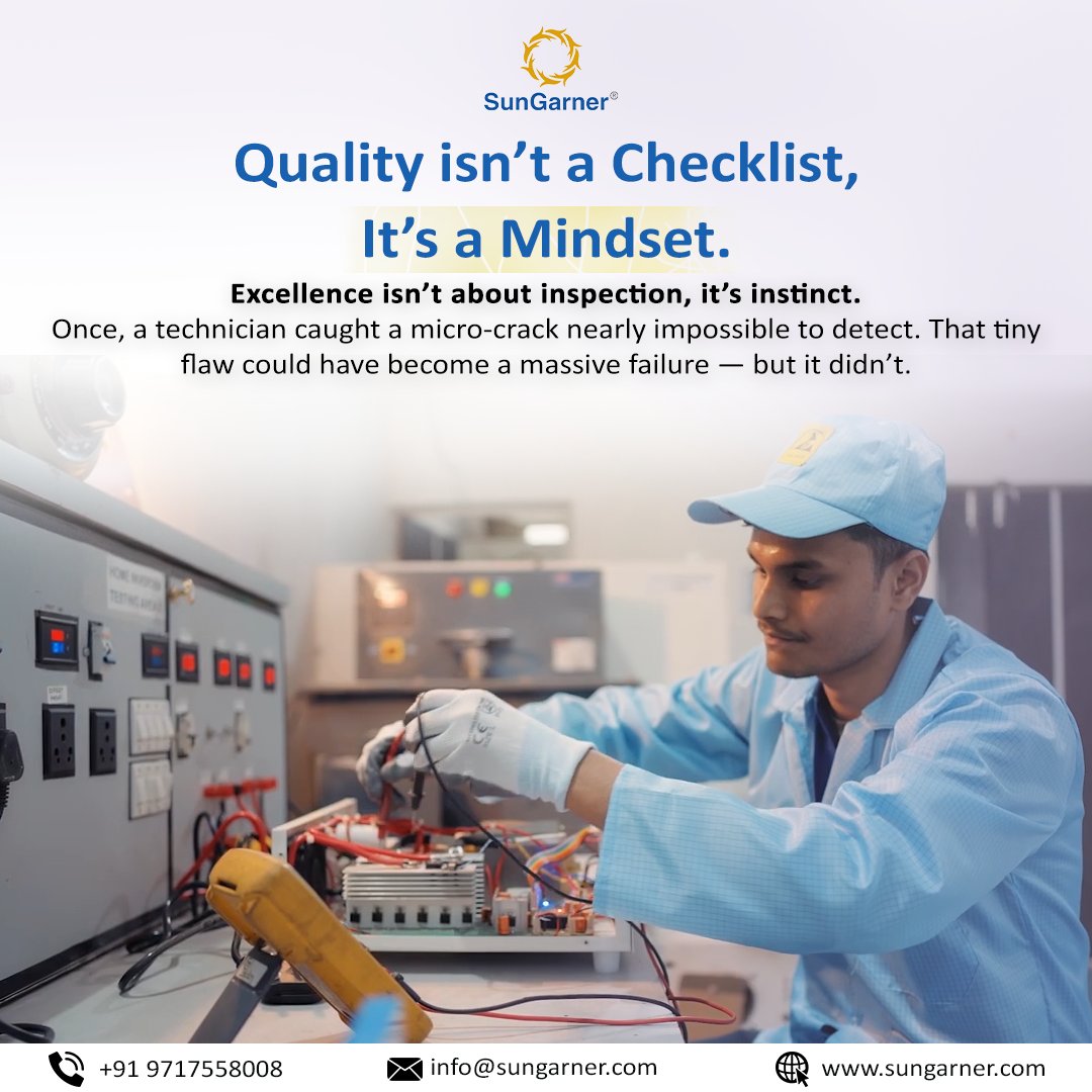 sungarnersolar's tweet image. Quality at #SunGarner isn’t defined by job roles, but by mindset.

When every person is empowered to challenge a compromise, excellence becomes a natural habit — not a forced rule.

Website: sungarner.com

#SunGarner #ExecutionExcellence #ManufacturingDiscipline